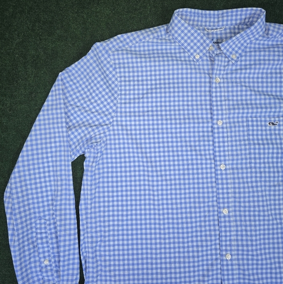 Vineyard Vines | Skysail Gingham On-The-Go Performance Button Down Boating Shirt - Picture 7 of 16